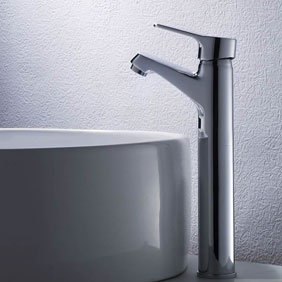 Contemporary Brass Bathroom Sink Tap Chrome Finish Tall T0546H - Click Image to Close