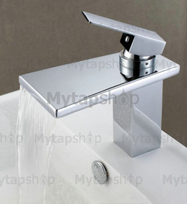 Contemporary Waterfall Bathroom Sink Tap Chrome Finish T6005