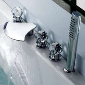 Contemporary Waterfall Tub Waterfall Tap with Hand Shower Glass Handles T6018