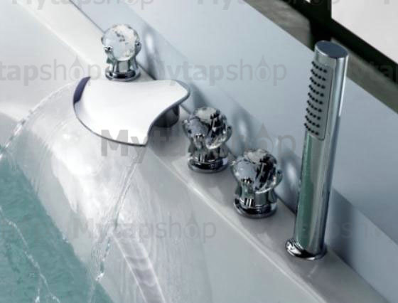 Contemporary Waterfall Tub Waterfall Tap with Hand Shower Glass Handles T6018 - Click Image to Close