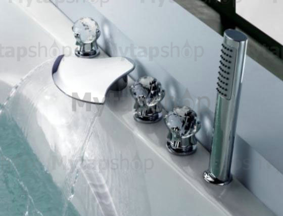 Contemporary Waterfall Tub Waterfall Tap with Hand Shower Glass Handles T6018