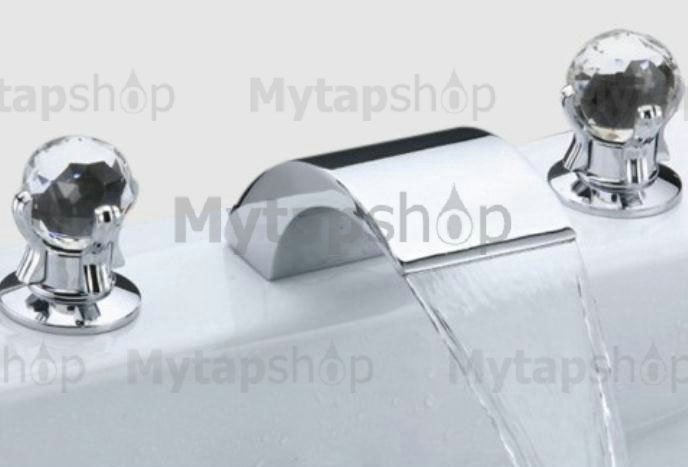 Contemporary Widespread Bathroom Sink Tap Crystal Handles T6013