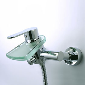 Single Handle Chrome Wall-mount Waterfall Glass Bathtub Tap F0816W