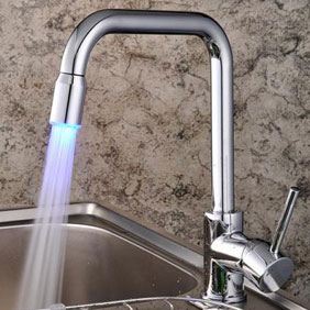 LED Centerset Contemporary Chrome Kitchen Tap T1890F