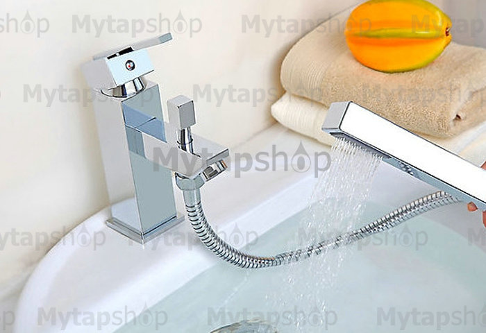 Modern Widespread Pull Out Bathroom Sink Tap (Chrome Finish) T0547 - Click Image to Close