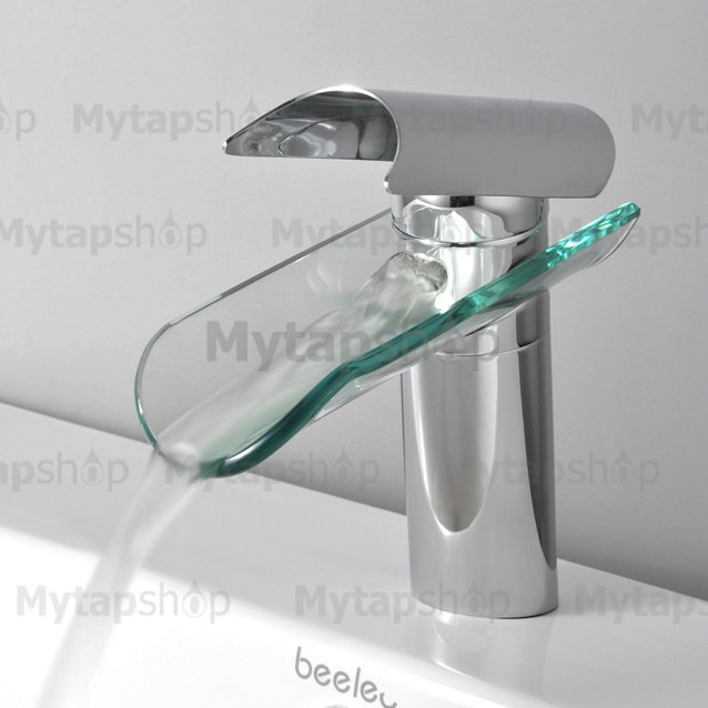 Single Handle Waterfall Glass Bathroom Sink Tap (T0814) - Click Image to Close