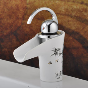 Elegant Waterfall Bathroom Sink Tap with Ceramic Spout T0540C