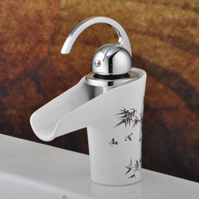 Elegant Waterfall Bathroom Sink Tap with Ceramic Spout T0540C - Click Image to Close