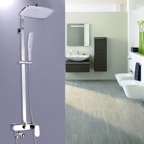 Contemporary 8 inch Shower Head + Hand Shower Shower Tap - TSC011 - Click Image to Close