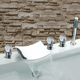 Waterfall Chrome Three Handles Widespread Bathroom Sink Tap T7020