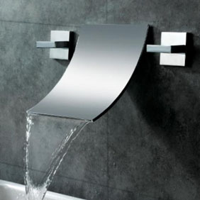 Waterfall Widespread Contemporary Bathroom Sink Tap (Chrome Finish) T6014A