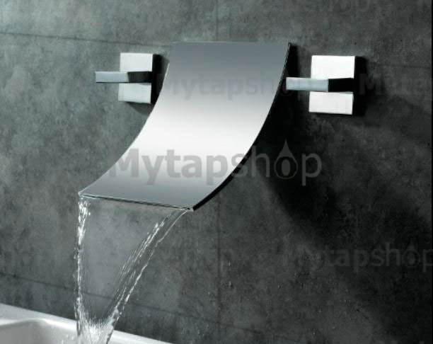 Waterfall Widespread Contemporary Bathroom Sink Tap (Chrome Finish) T6014A